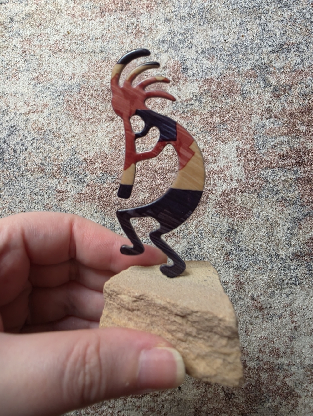 Handcrafted Kokopelli Stone Flute Player – Multicolor Southwestern Accent